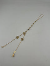 18K Solid Gold Floral Hand Chain Bracelet - Image 2