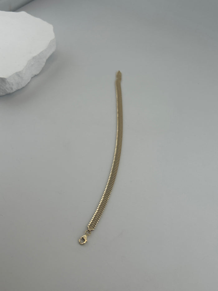 Classic Gold Herringbone Chain Bracelet