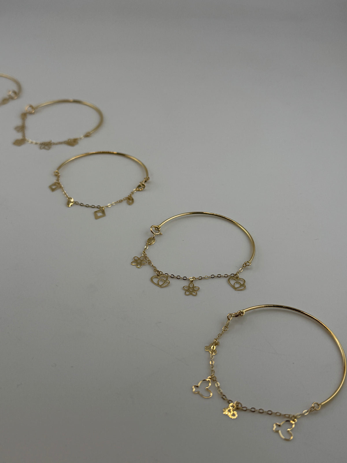 18K Solid Gold Charm Baby Bangle - Image 1