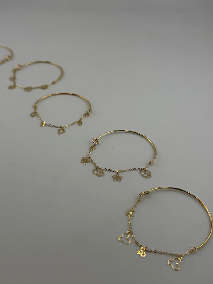 18K Solid Gold Charm Baby Bangle