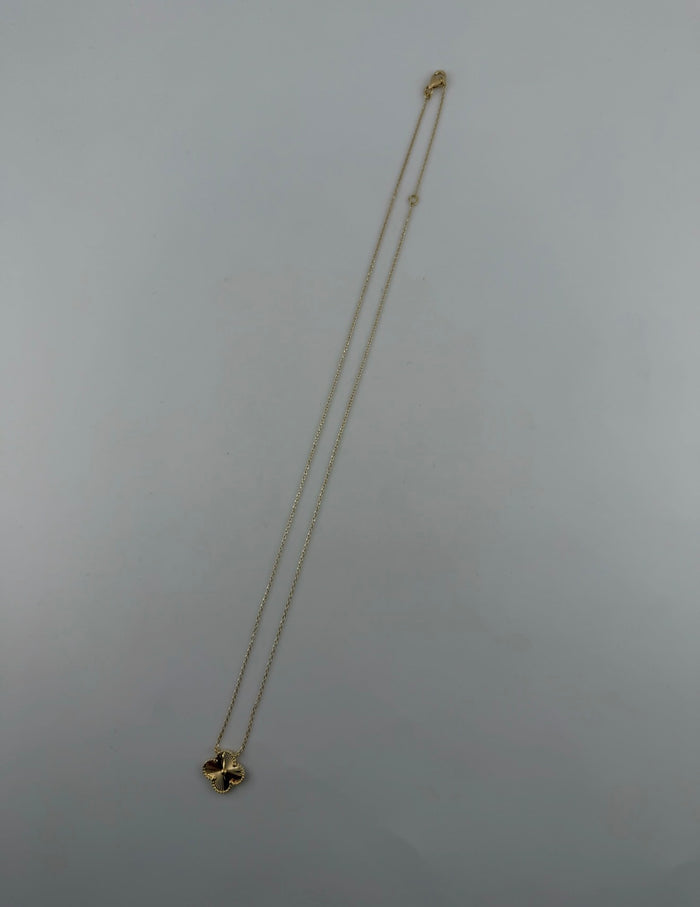 Solid 18k gold clover necklace, 12mm pendant