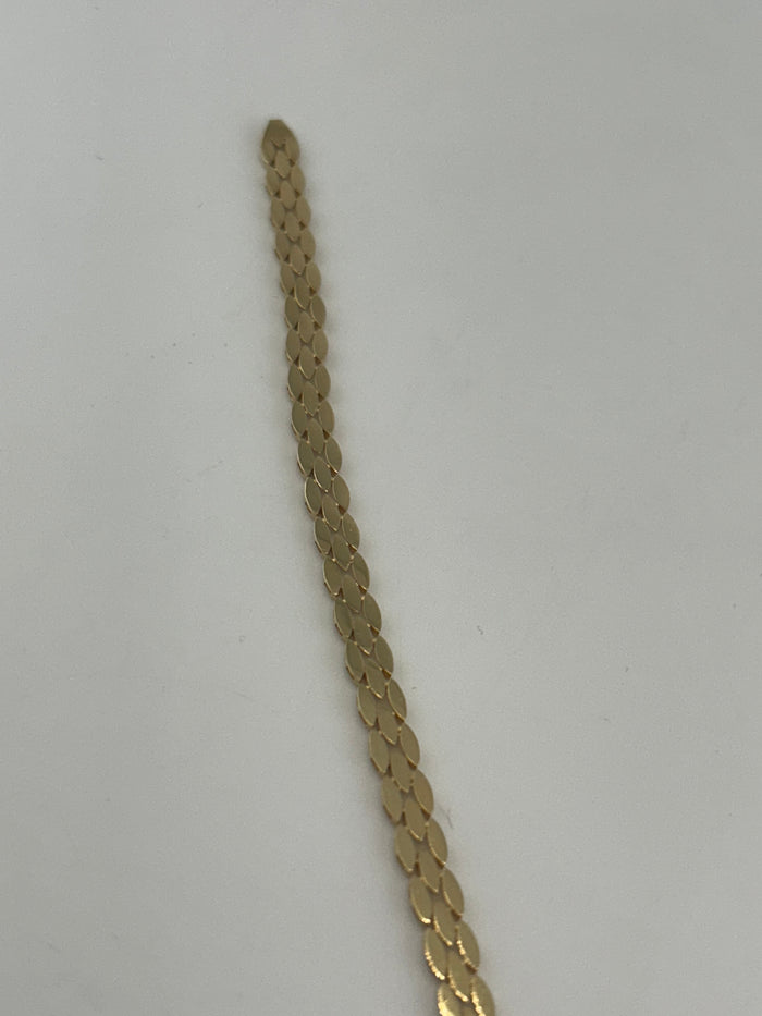 18K Solid Gold Woven Chevron Scale Link Bracelet