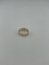 18K Solid Gold Petite Interlocking Circle Lattice Band - Image 1
