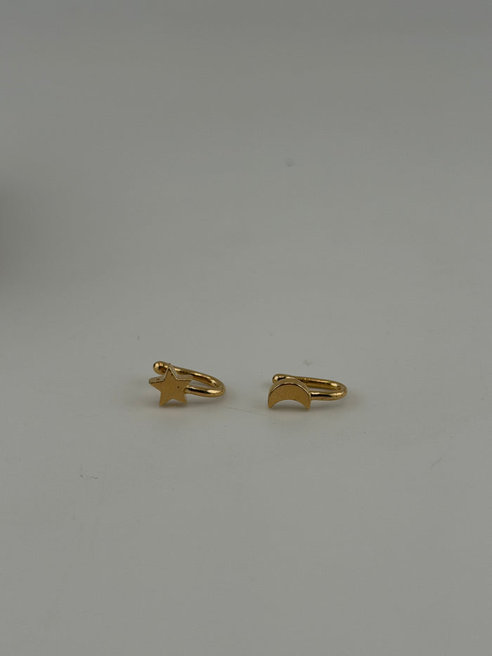 18K Solid Gold Celestial Clip-On Nose Cuffs