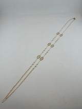 18K Gold Beaded Oval Station Necklace - Image 3