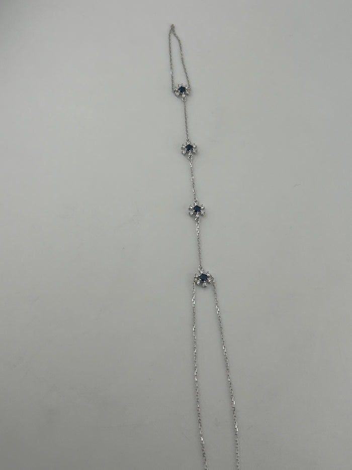 925 Sterling Silver Blue Stone Hand Chain