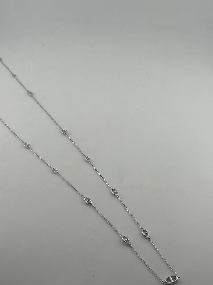 925 Sterling Silver Anchor Link & Regular Link Chain Necklace