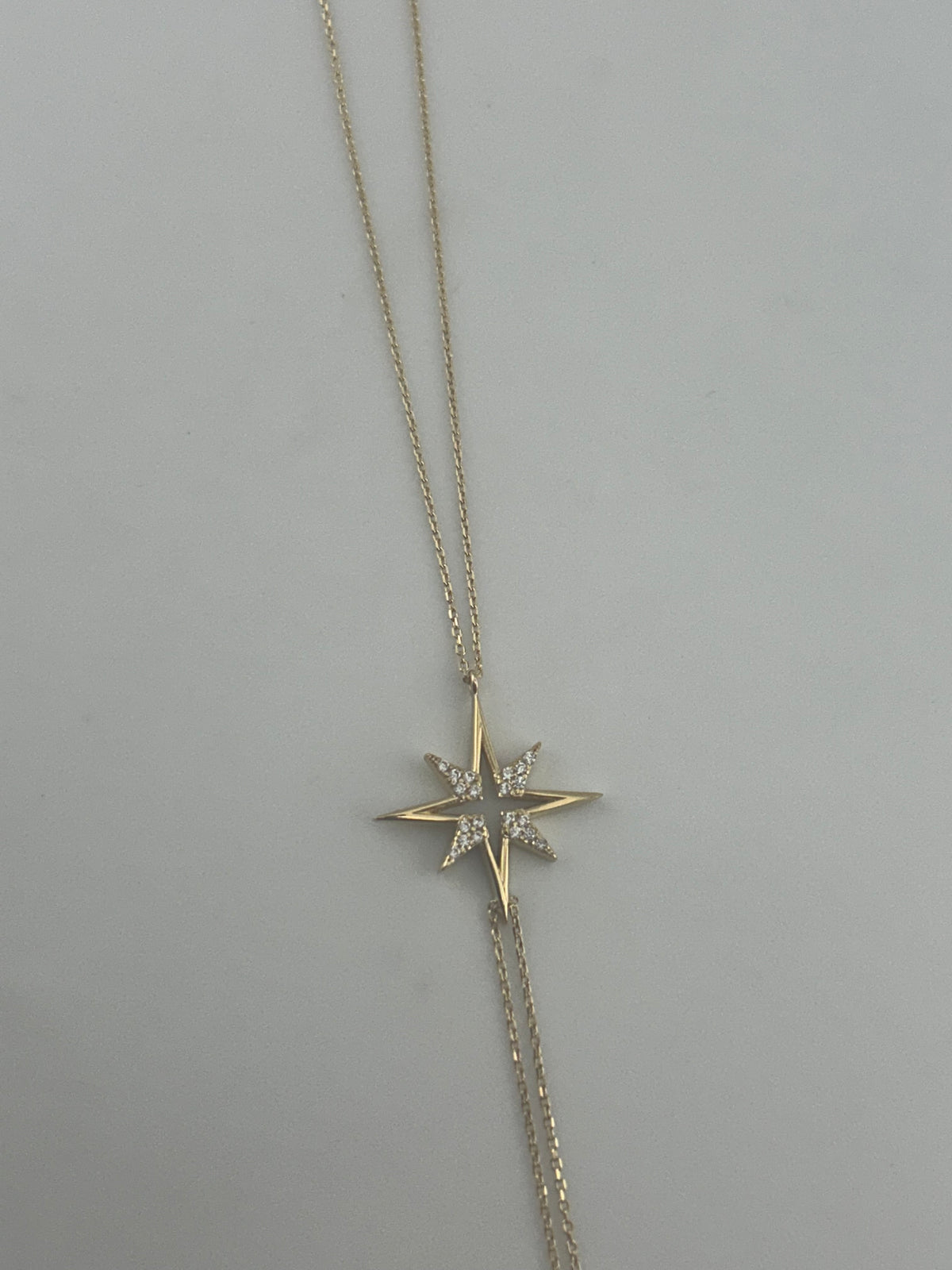 18K Gold Star Chain Necklace with Premium Cubic Zirconia - Image 2