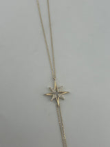 18K Gold Star Chain Necklace with Premium Cubic Zirconia - Image 2