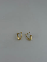 18K Solid Gold Sculpted Wave Huggie Earrings - Image 1