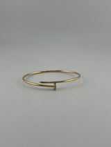 Thin twist nail bangle with premium zircon stones, semi solid , 18k gold - Image 2