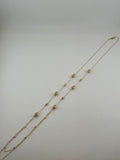 18K Solid Gold Beaded Marquise Chain