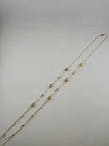 18K Solid Gold Beaded Marquise Chain - Image 1