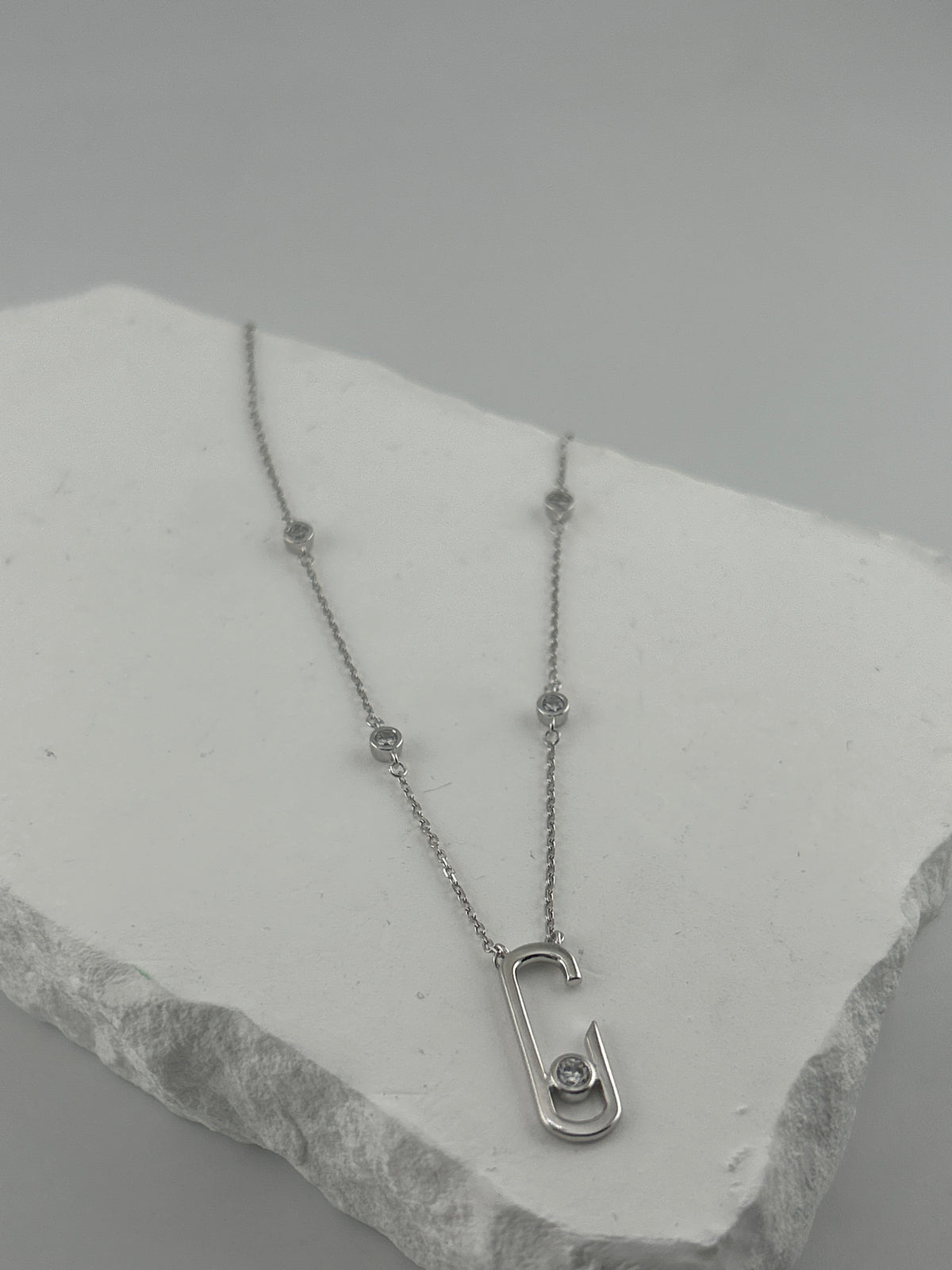 925 sterling Silver Clasp Necklace | Premium CZ - Image 3