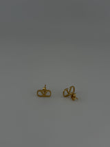 V Signature 18K Solid Gold Stud Earrings - Image 1