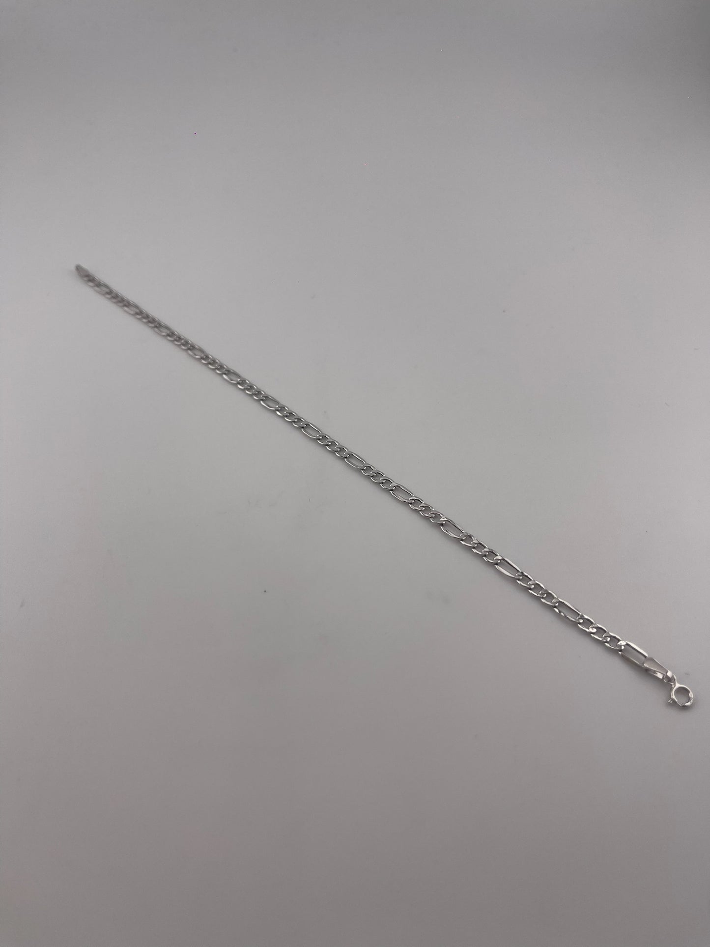 Mini White Gold Figaro Links Bracelet
