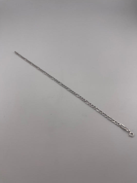 Mini White Gold Figaro Links Bracelet