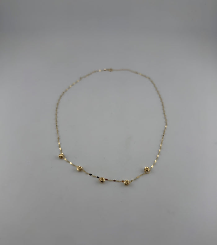 5 gold balls necklace with fine sequin chain