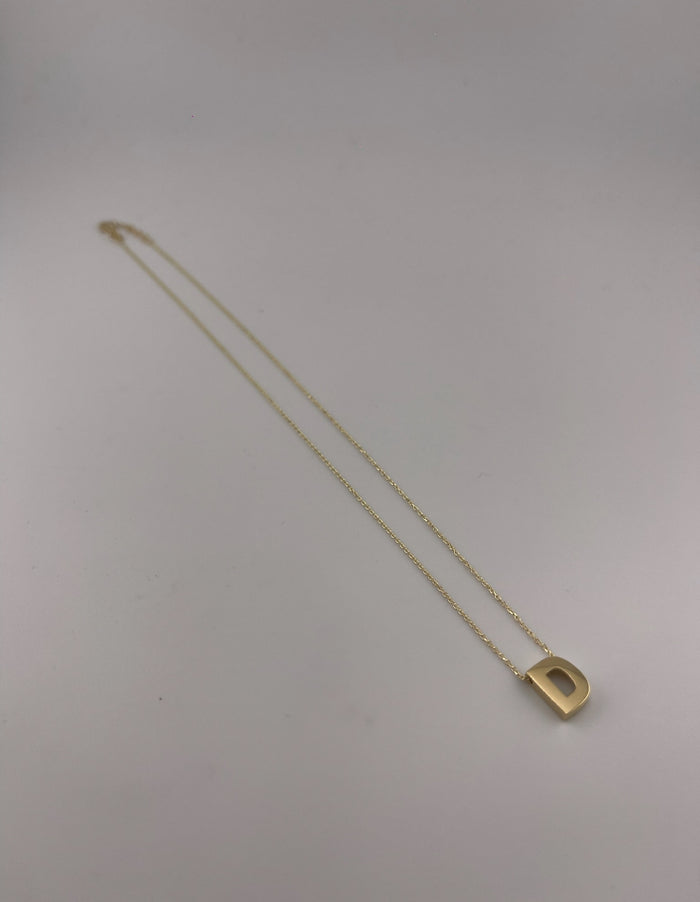18K Yellow Gold Initial Letter Necklace