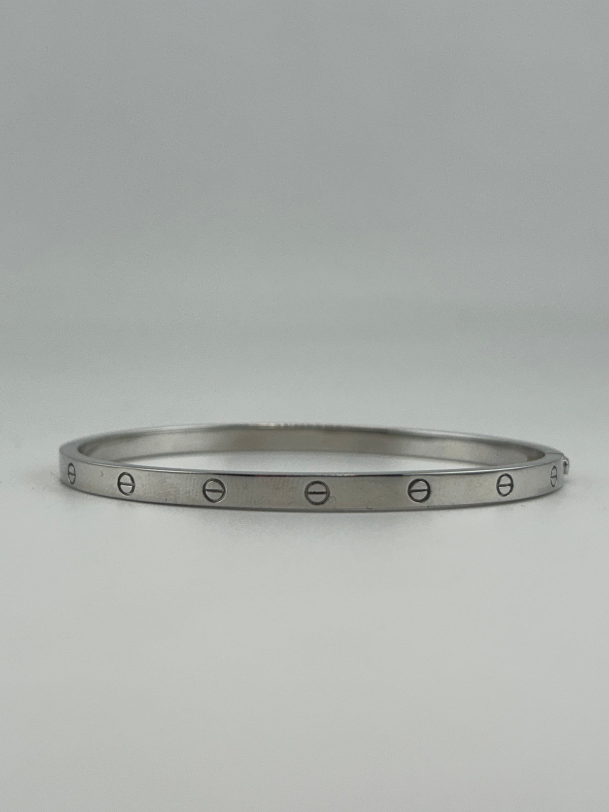 Thin Silver Screw Bangle - Image 1