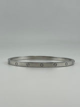 Thin Silver Screw Bangle - Image 1