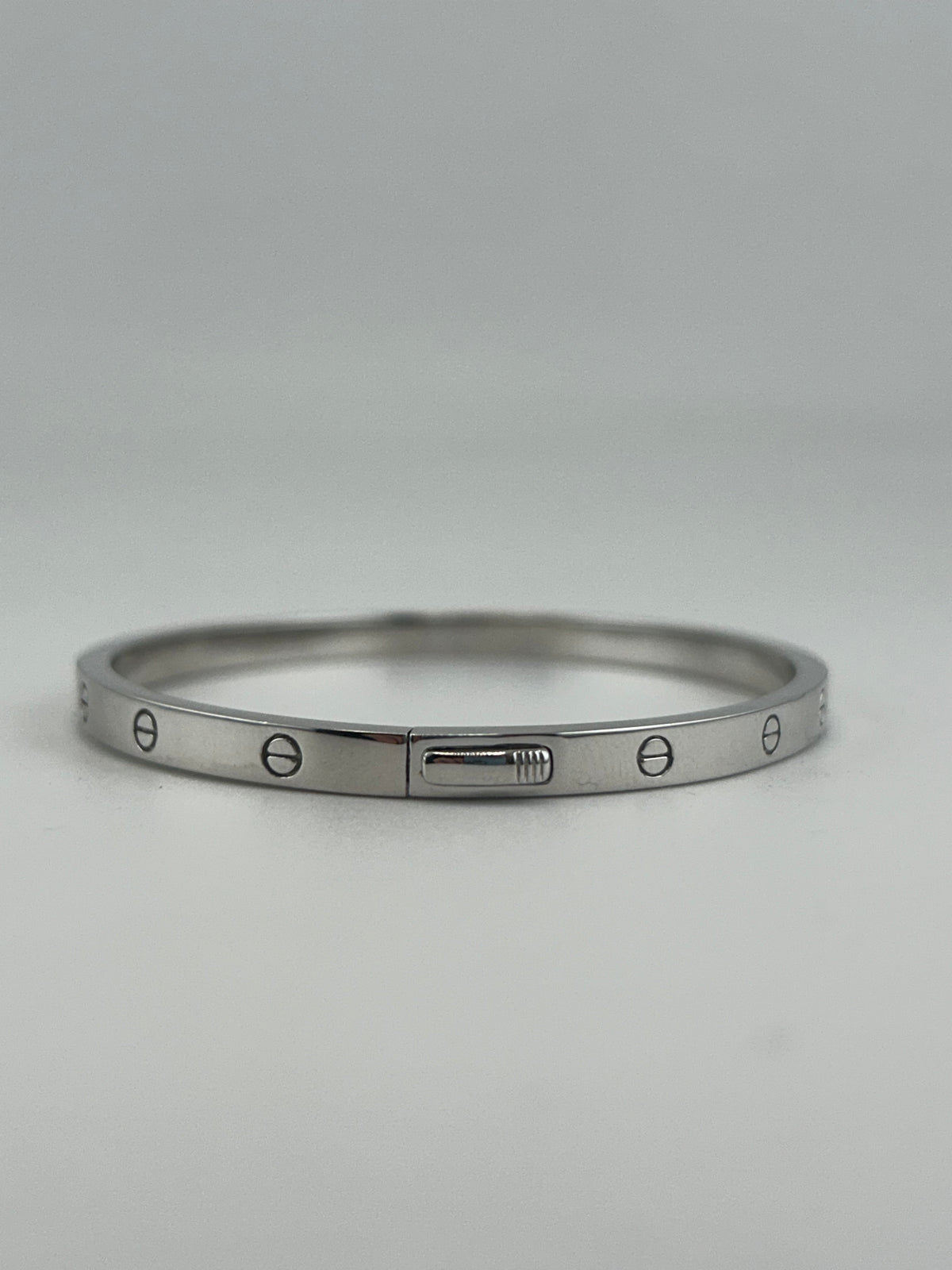 Thin Silver Screw Bangle - Image 2