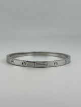 Thin Silver Screw Bangle - Image 2