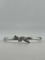Silver Knot Bangle with CZ Stones - Image 1