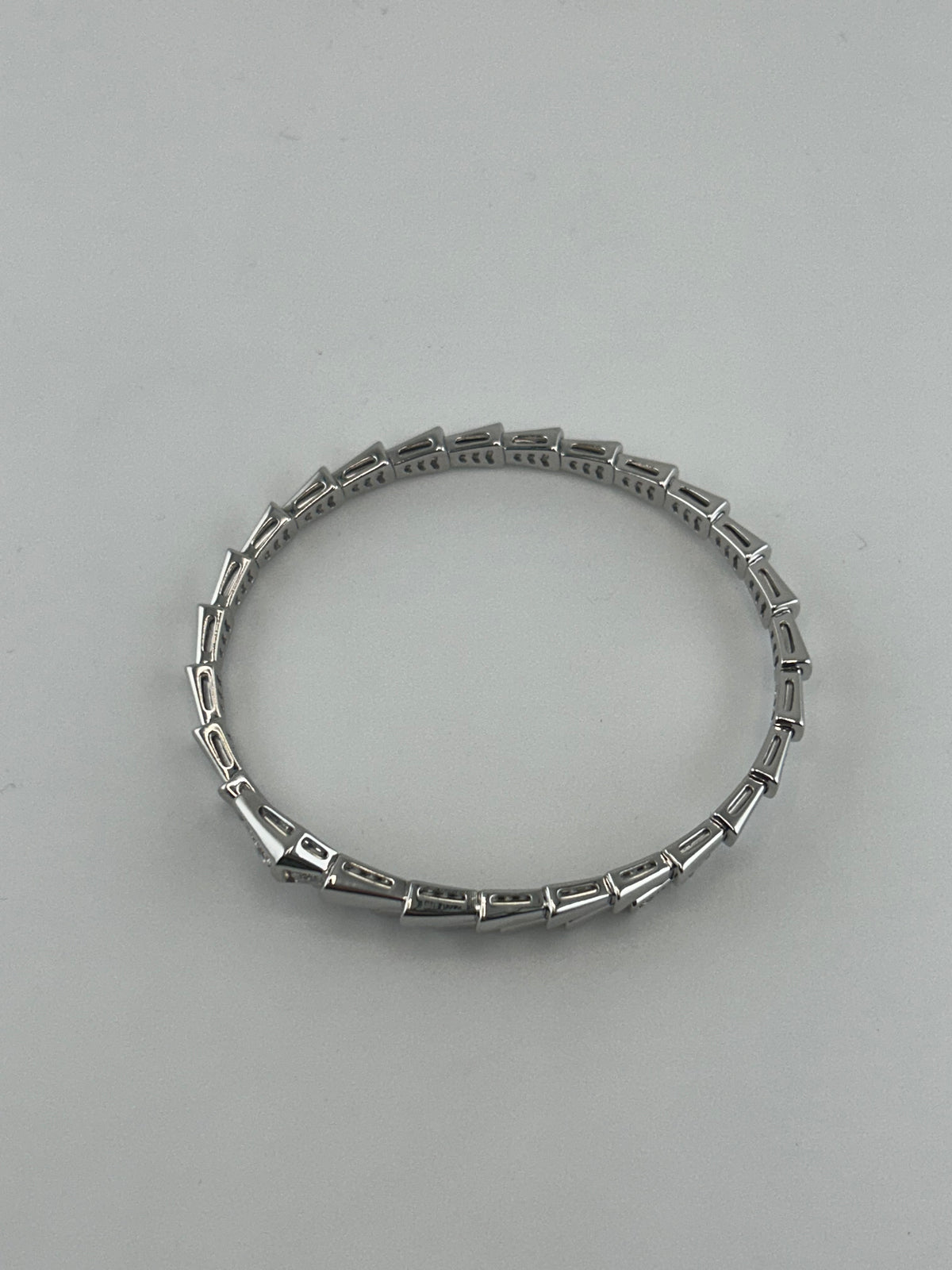 Silver Snake Bangle with CZ Stones - Image 2