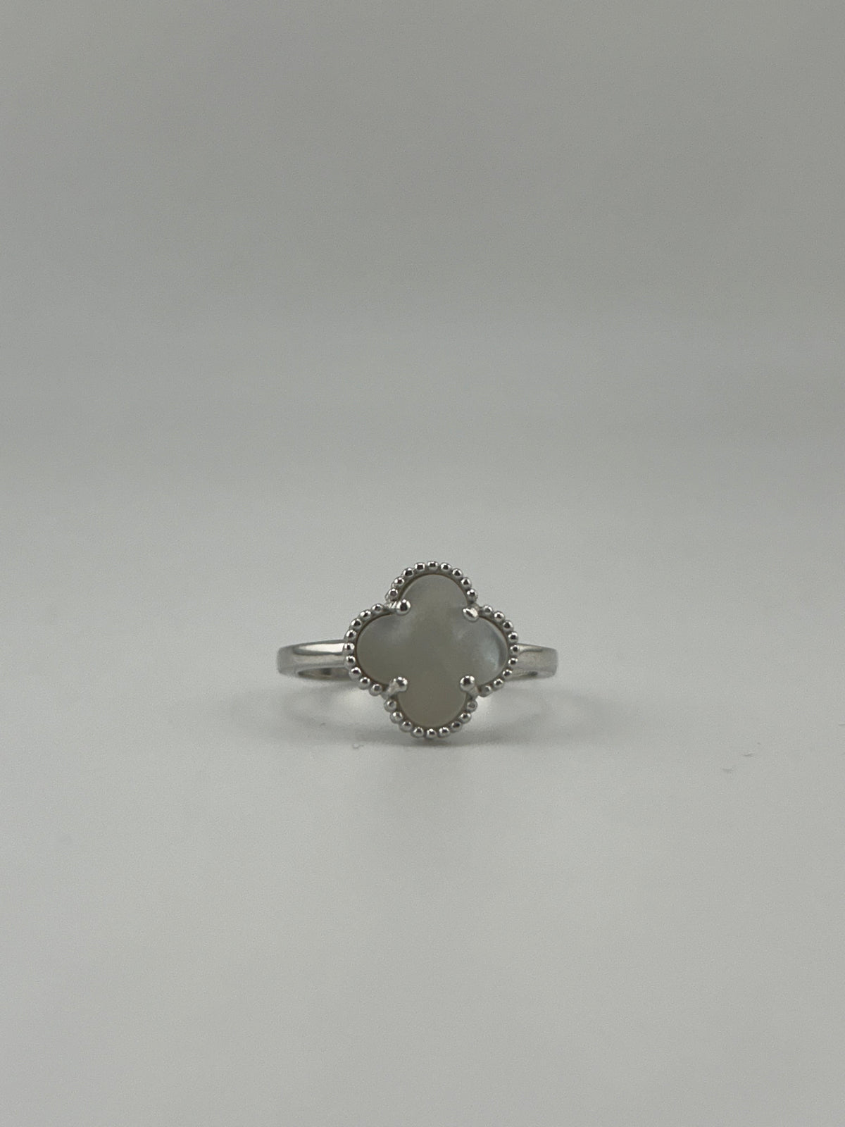 Sterling Silver Clover Ring - White Clover - Image 1