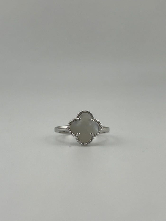Sterling Silver Clover Ring - White Clover