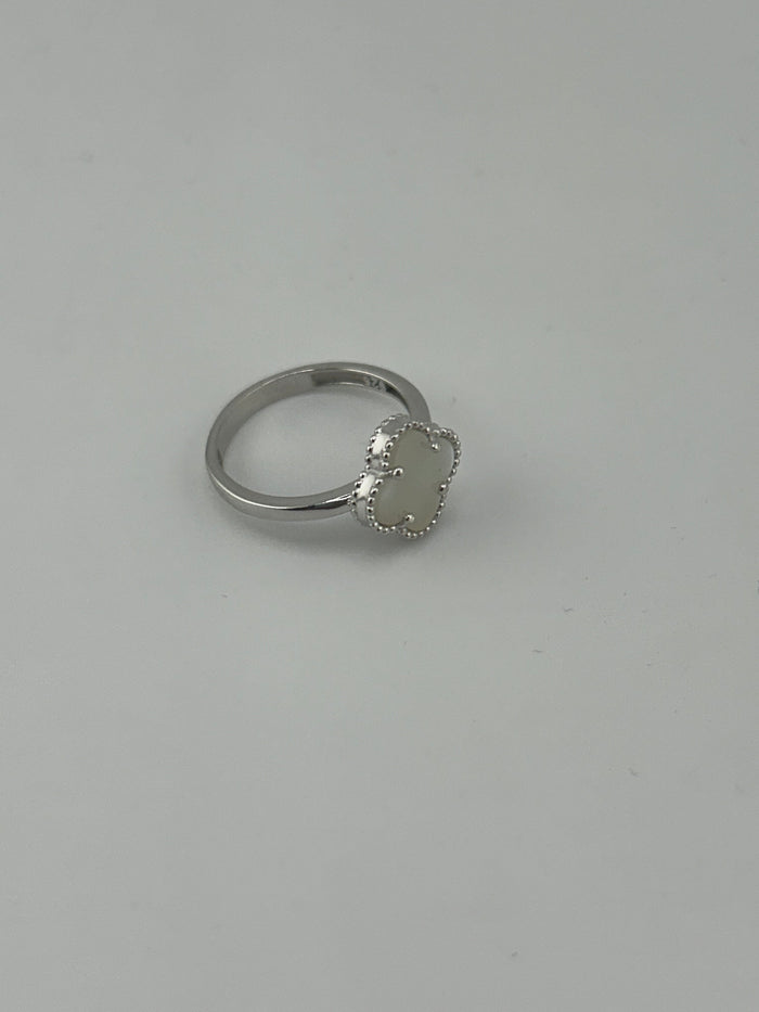 Sterling Silver Clover Ring - White Clover