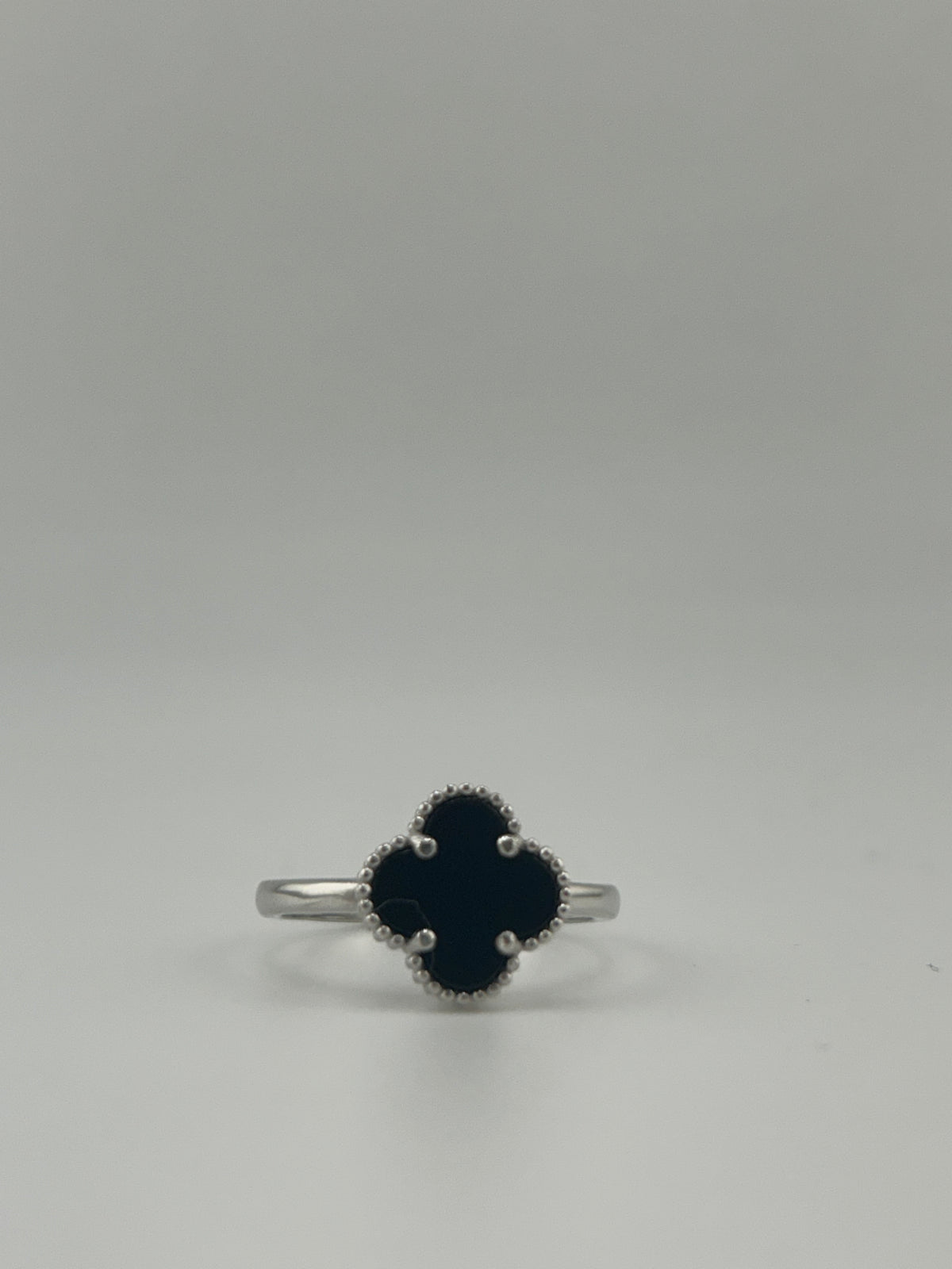 Sterling Silver Clover Ring - Black Clover - Image 1