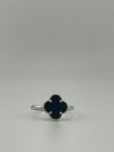 Sterling Silver Clover Ring - Black Clover - Image 1