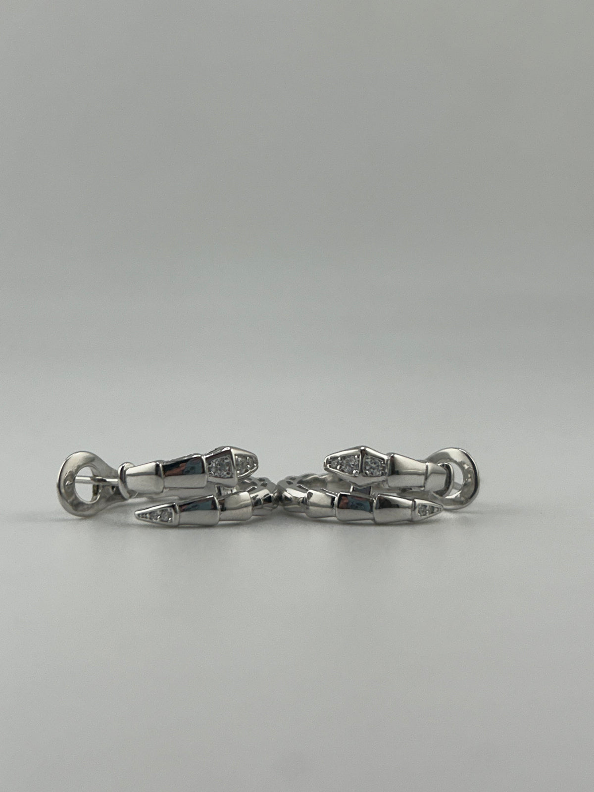 Silver Snake Earrings with CZ stones - Image 1