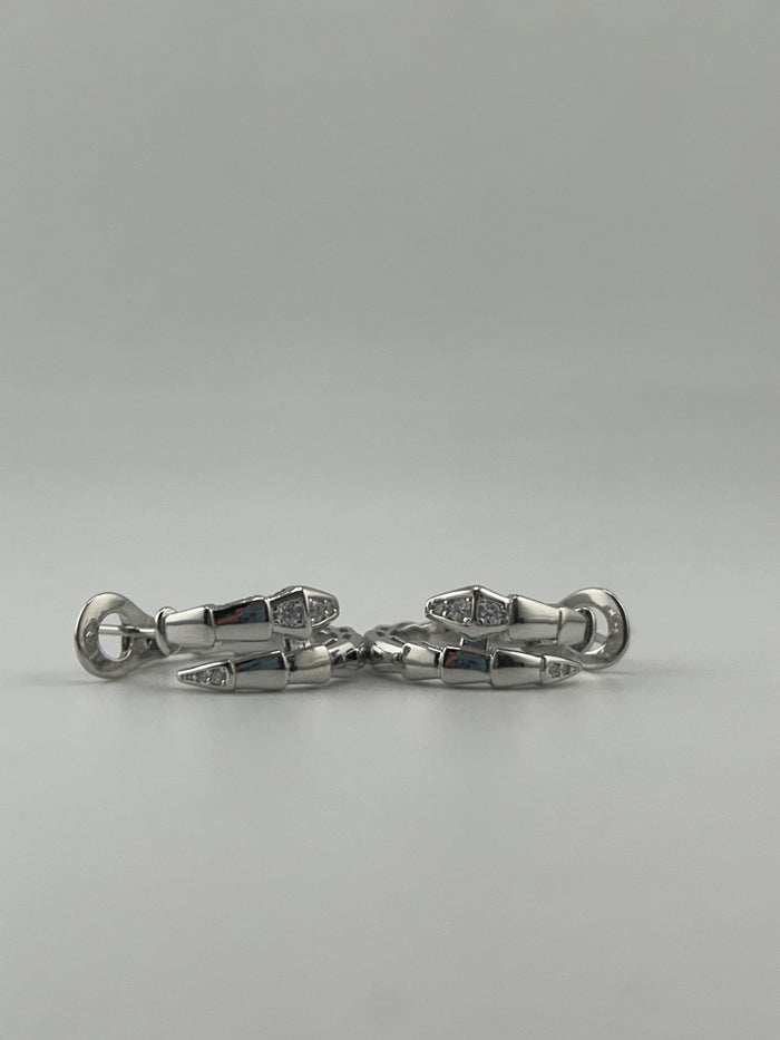 Silver Snake Earrings with CZ stones