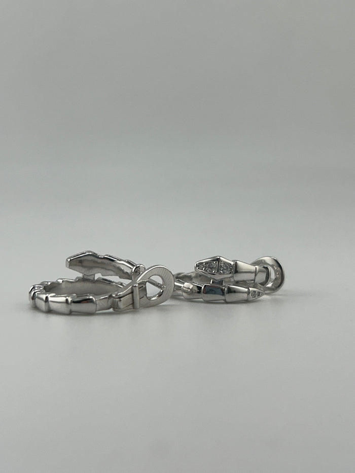 Silver Snake Earrings with CZ stones
