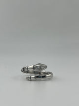 Silver Snake Ring with CZ Stones - Thick - Image 1