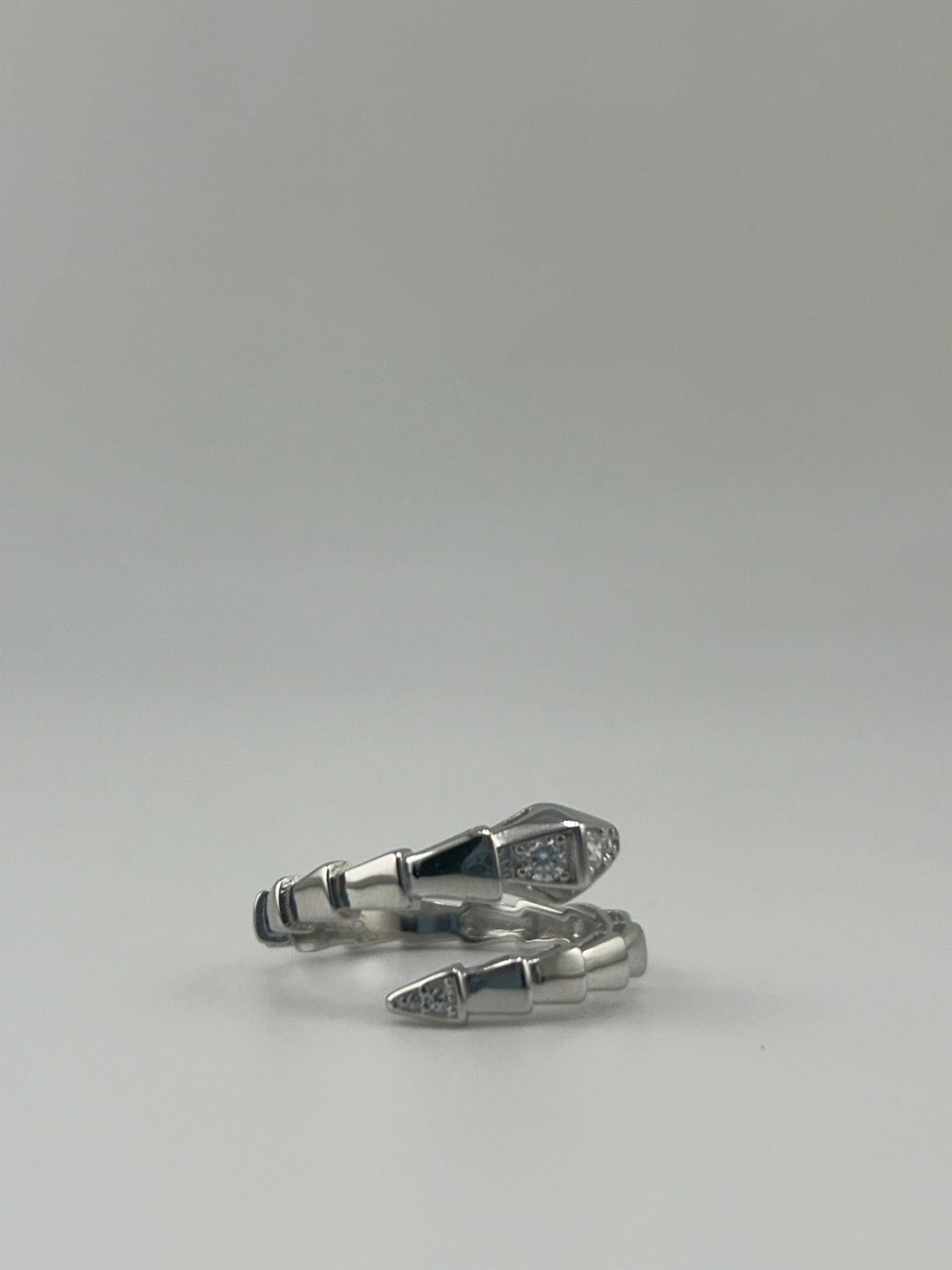 Silver Snake Ring with CZ Stones - Thick - Image 2