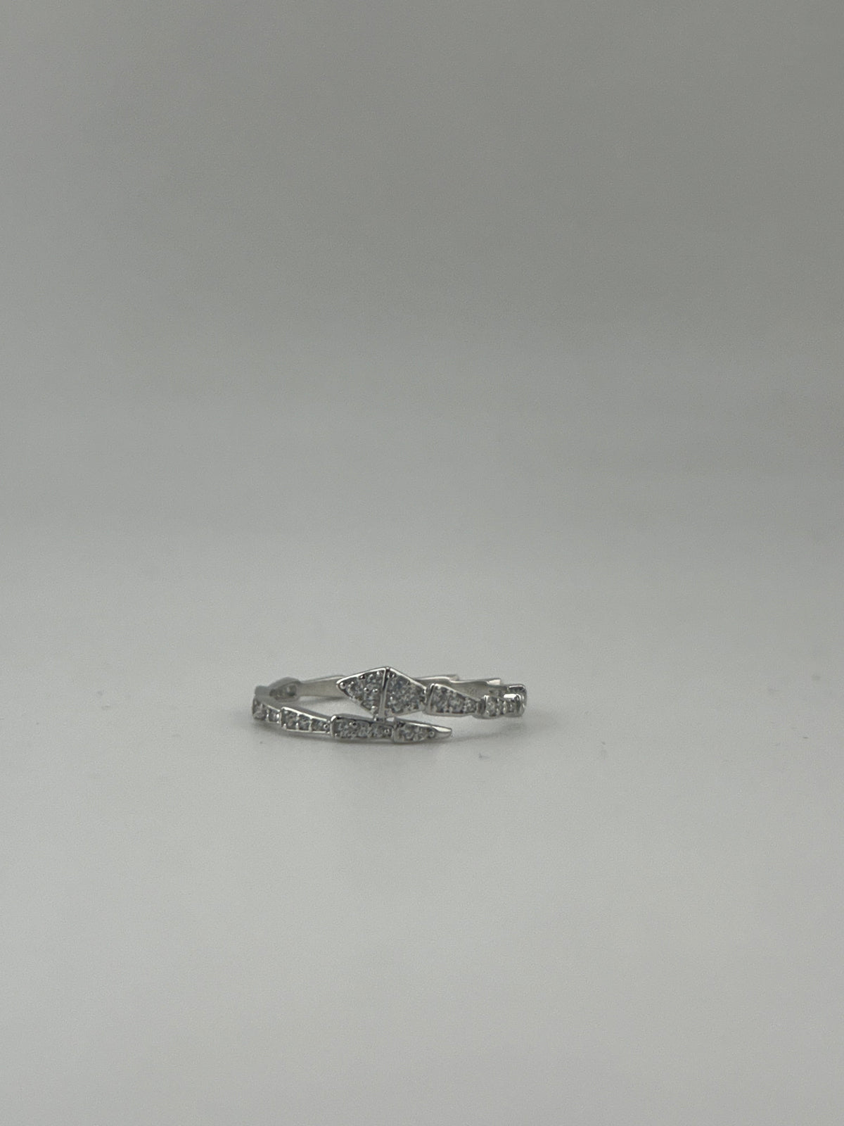 Silver Snake Ring with Pave CZ Stones - Thin - Image 1