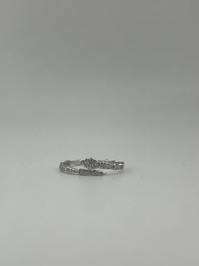 Silver Snake Ring with Pave CZ Stones - Thin