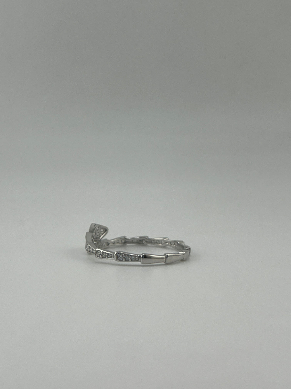 Silver Snake Ring with Pave CZ Stones - Thin - Image 2