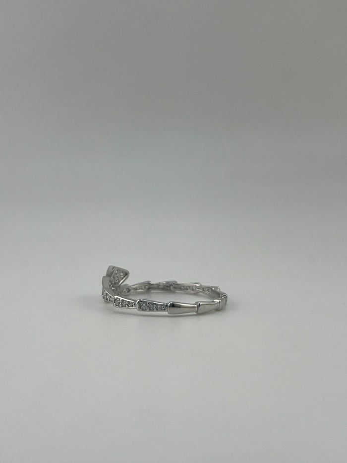 Silver Snake Ring with Pave CZ Stones - Thin