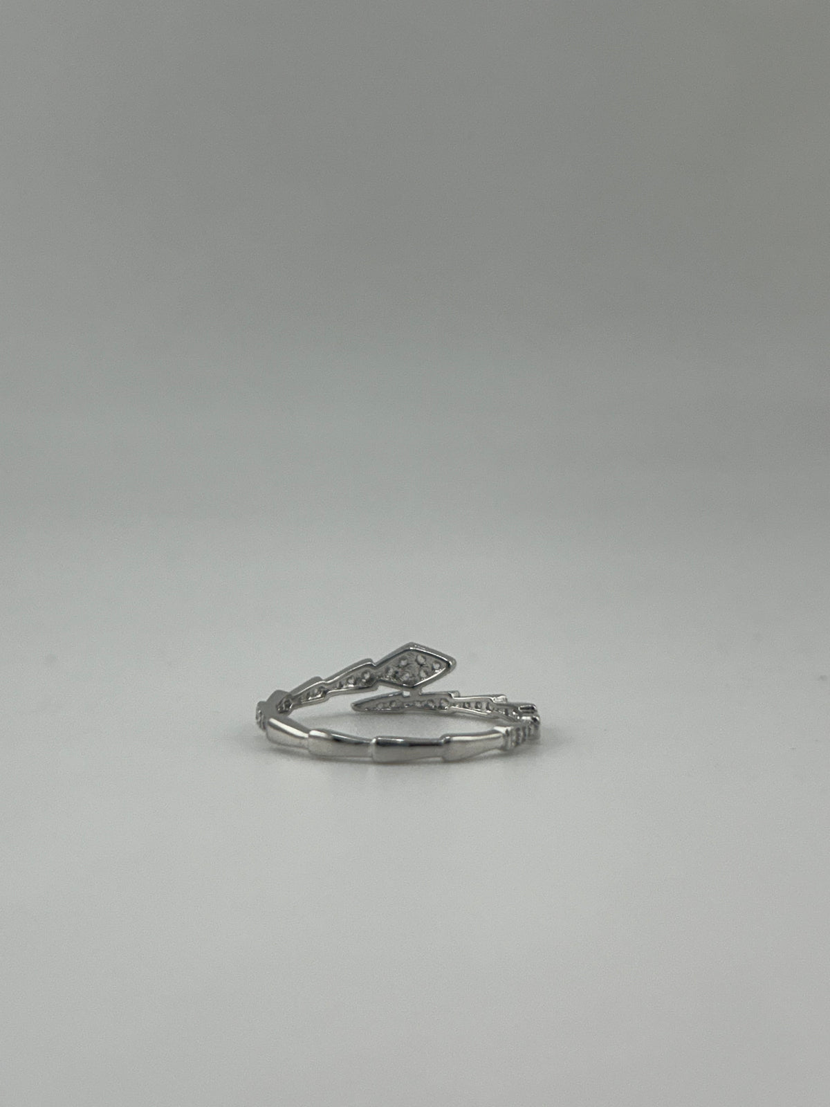 Silver Snake Ring with Pave CZ Stones - Thin - Image 3