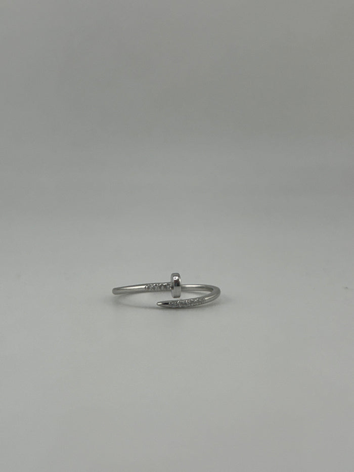 Thins Silver Nail Ring with premium zircon stones