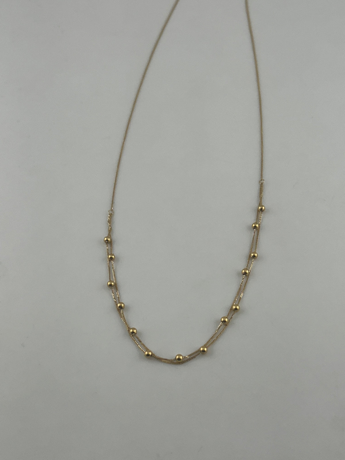 18K Solid Gold Ball Chain Necklace - Image 1