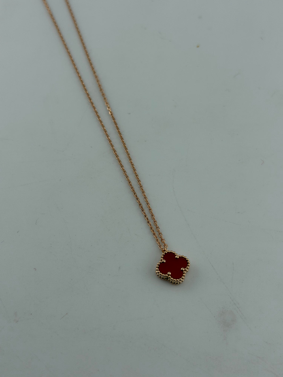 18K Solid Gold Single Clover Necklace - Image 7