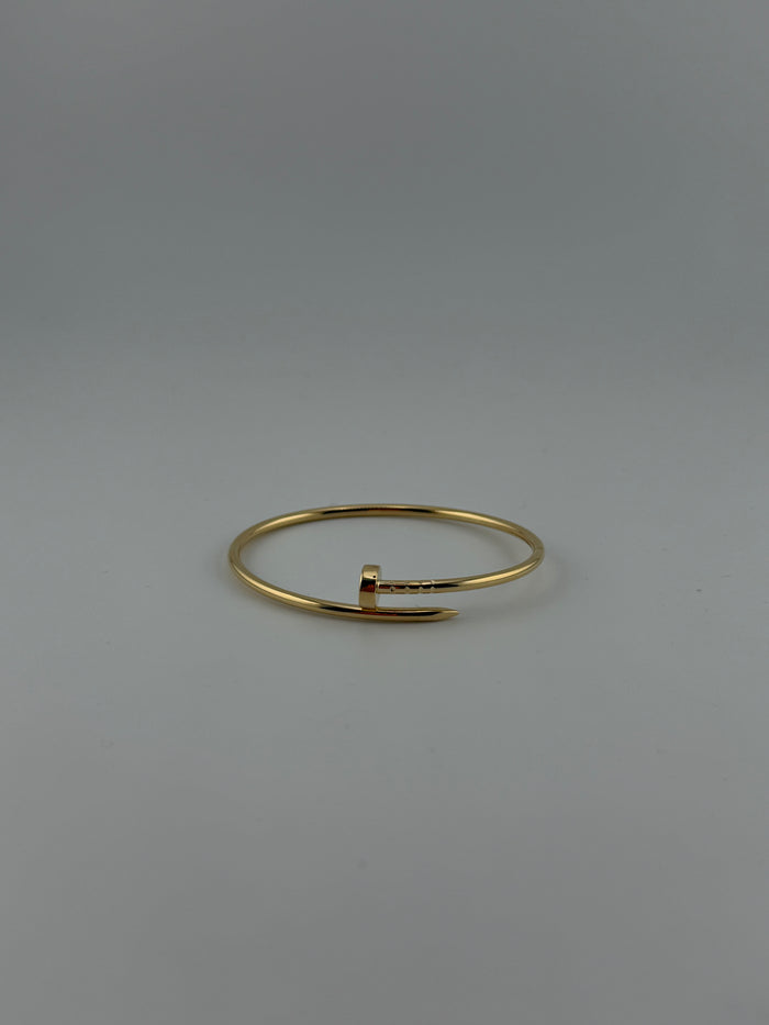 Thin twist nail bracelet, 18k gold