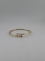 Thin twist nail bangle, semi solid , 18k gold - Image 2