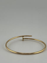 Thin twist nail bangle, semi solid , 18k gold - Image 3